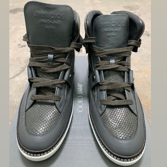 Jimmy Choo Other - Jimmy Choo Men's High-Top Sneakers in Dark Olive/Black